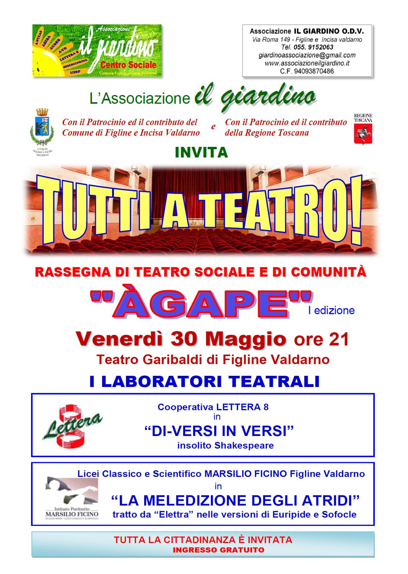 Prima edizione della rassegna di teatro sociale e di comunità “Àgape” Immagine anteprima